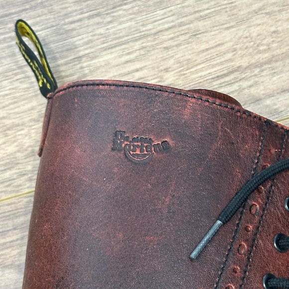 Vintage Dr. Martens 9A21 Oxblood Cap Toe Tall Boots Made in England Size 8 - Picture 10 of 13